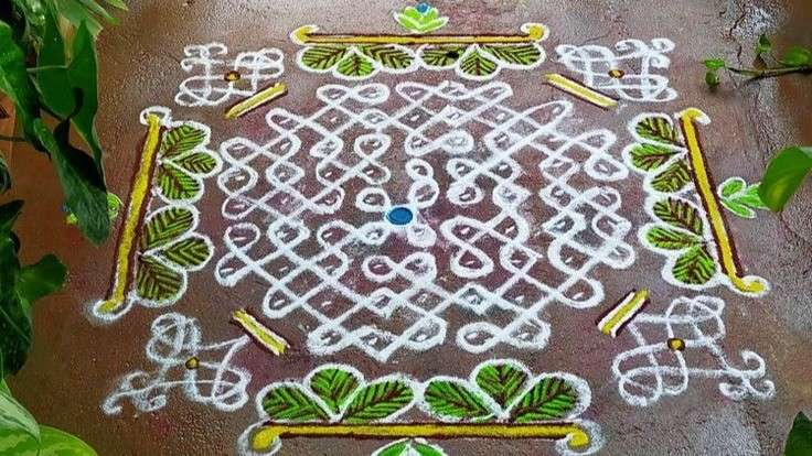 Kolam and Rangoli traditional Indian art pattern representing sustainability, biodiversity, and the circular economy principles at the heart of GenCarbon ESG