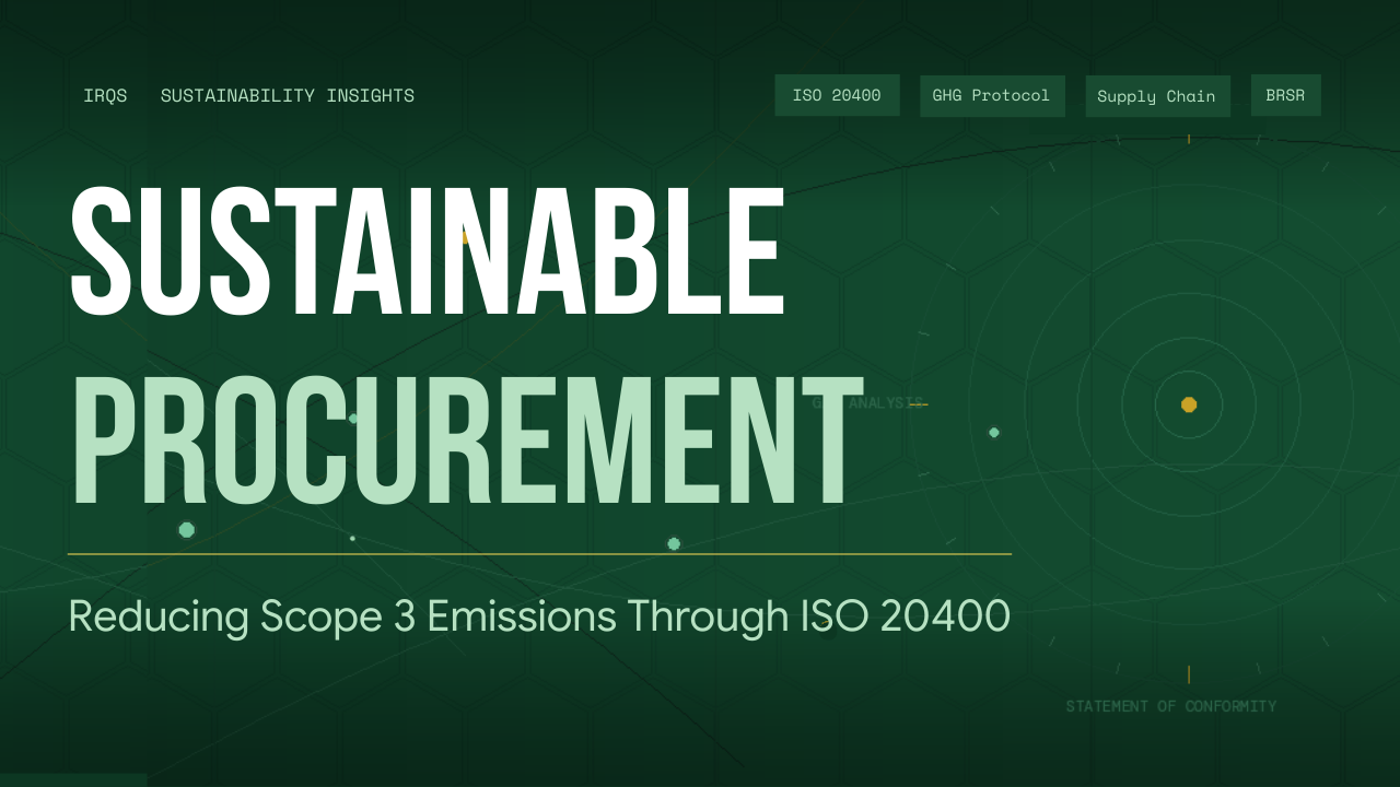 Sustainable Procurement ISO 20400 standard overview — internationally recognised framework for embedding sustainability into procurement processes, supply chains, and vendor empanelment for Net Zero compliance